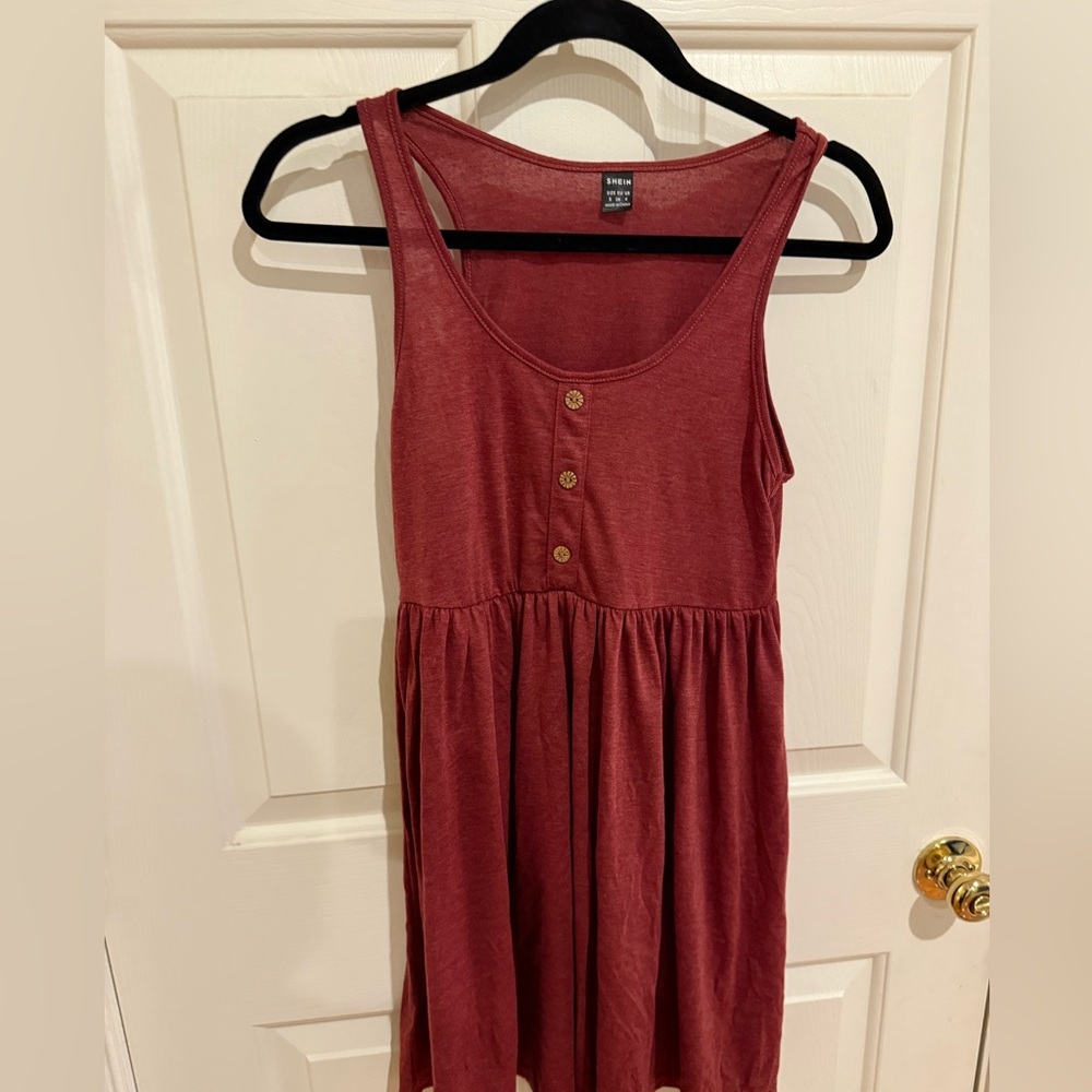 Red Sleeveless Button-Front Dress Shein - Size S